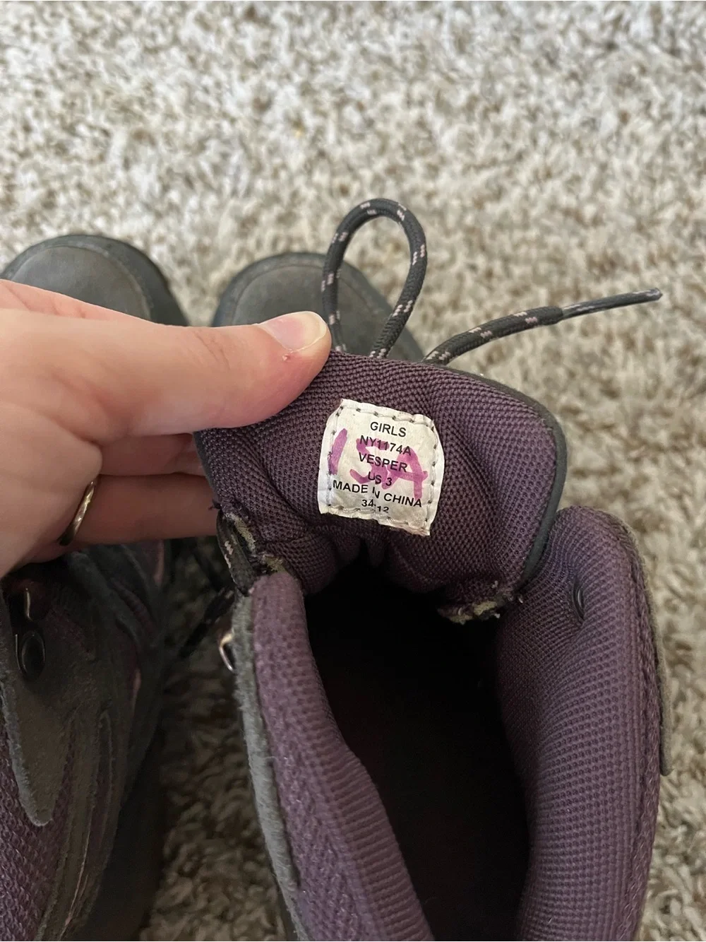 Denali Waterproof Hiking Boots with Pink/Purple Accents Girls Size 3